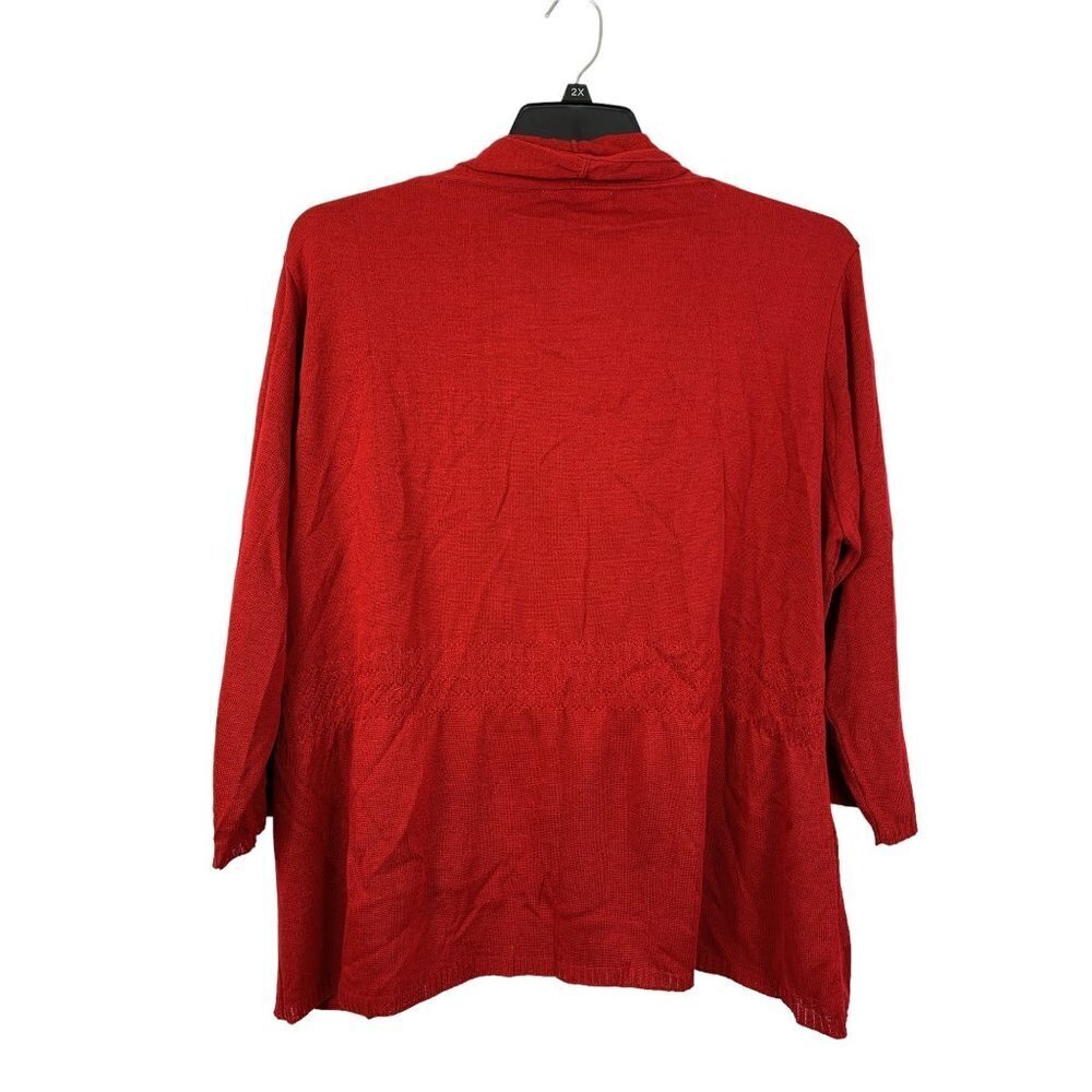 CJ Banks Women's Cherry Red Cardigan - Picture 2 of 7